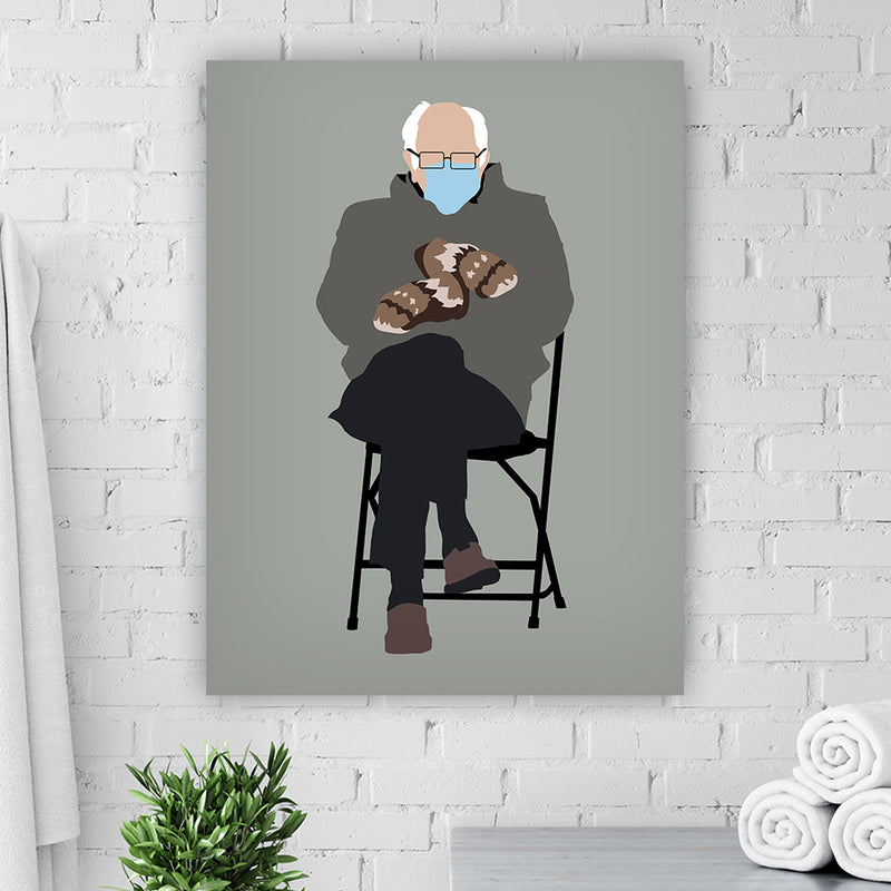 Minimalist Bernie Meme Funny Canvas Wrap Wall Art SarcasticPrints
