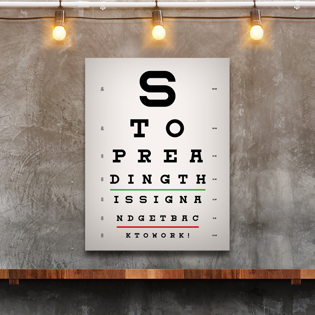 Get Back To Work Eye Chart